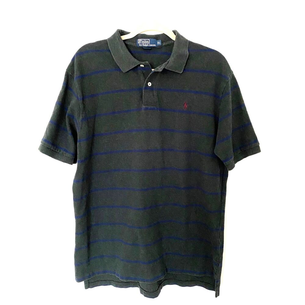 Polo by Ralph Lauren Green Striped Cotton Short Sleeve Polo Shirt Classic Sz XL